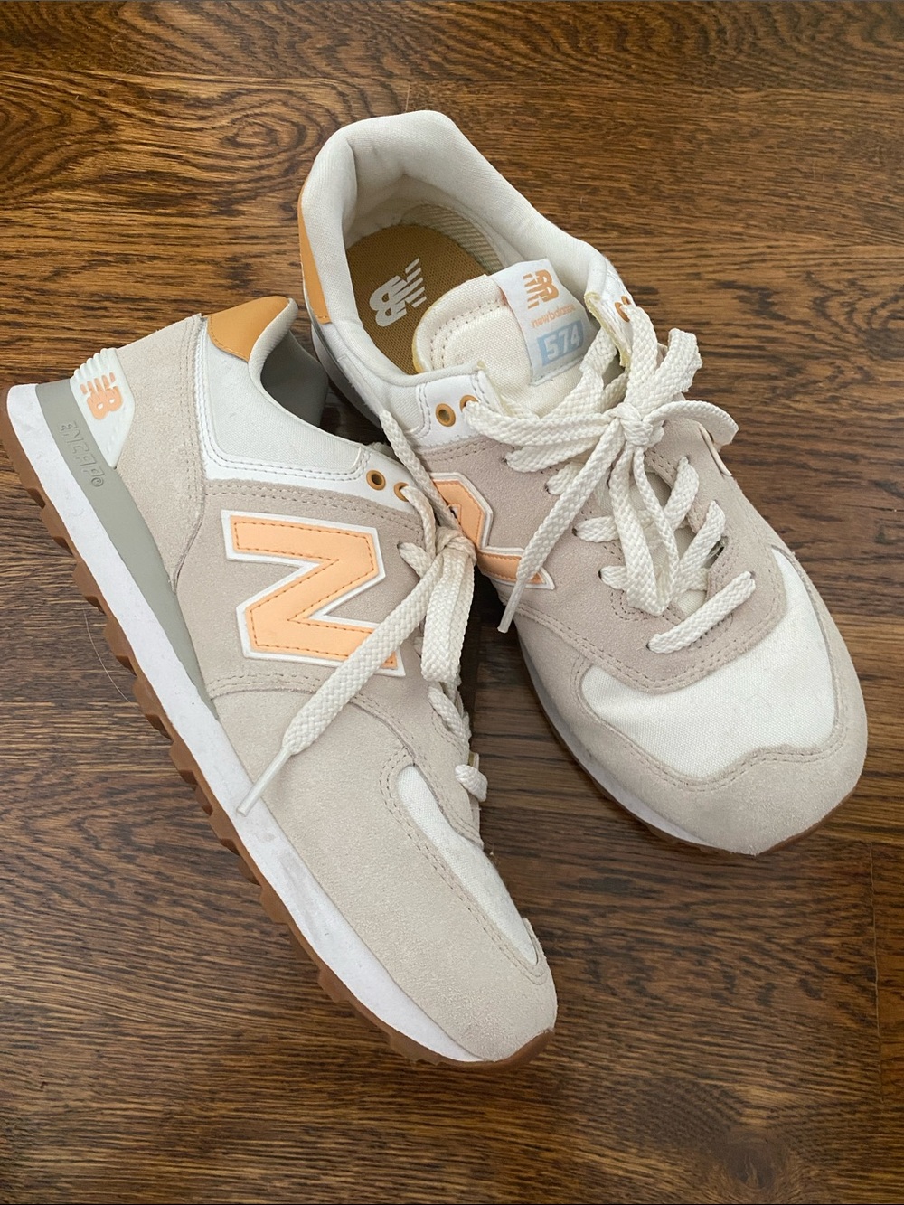 New Balance Women's Sneakers in Cream & Peach Accent